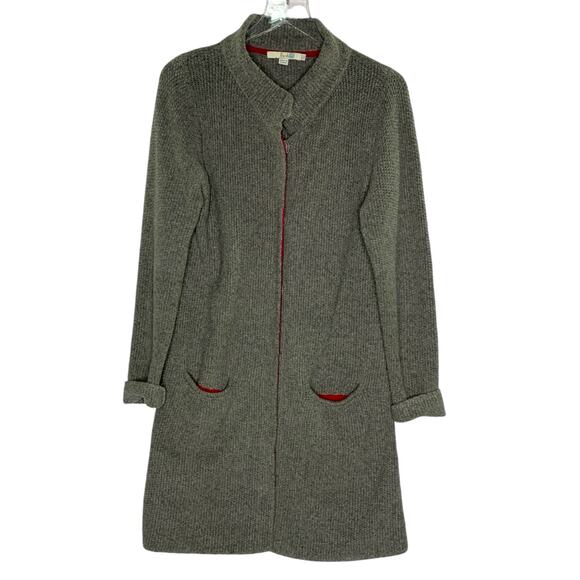 Boden 8 Gray Seed Stitch Coatigan Long Cardigan Snap Button Coastal Grandma - Picture 1 of 8